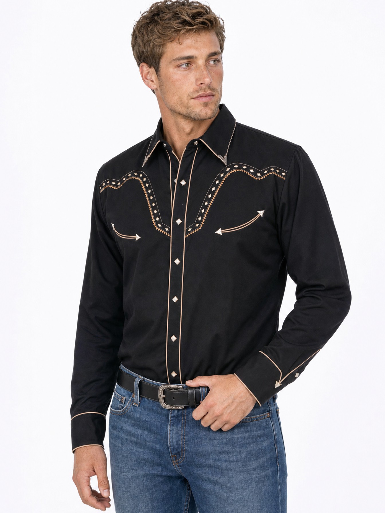 Poly/Rayon Blend Shirt Has A Snap, Black