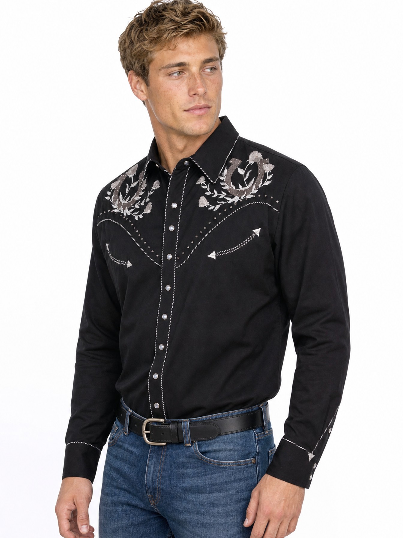 Poly/Rayon Blend Snap Front And Cuff, Black