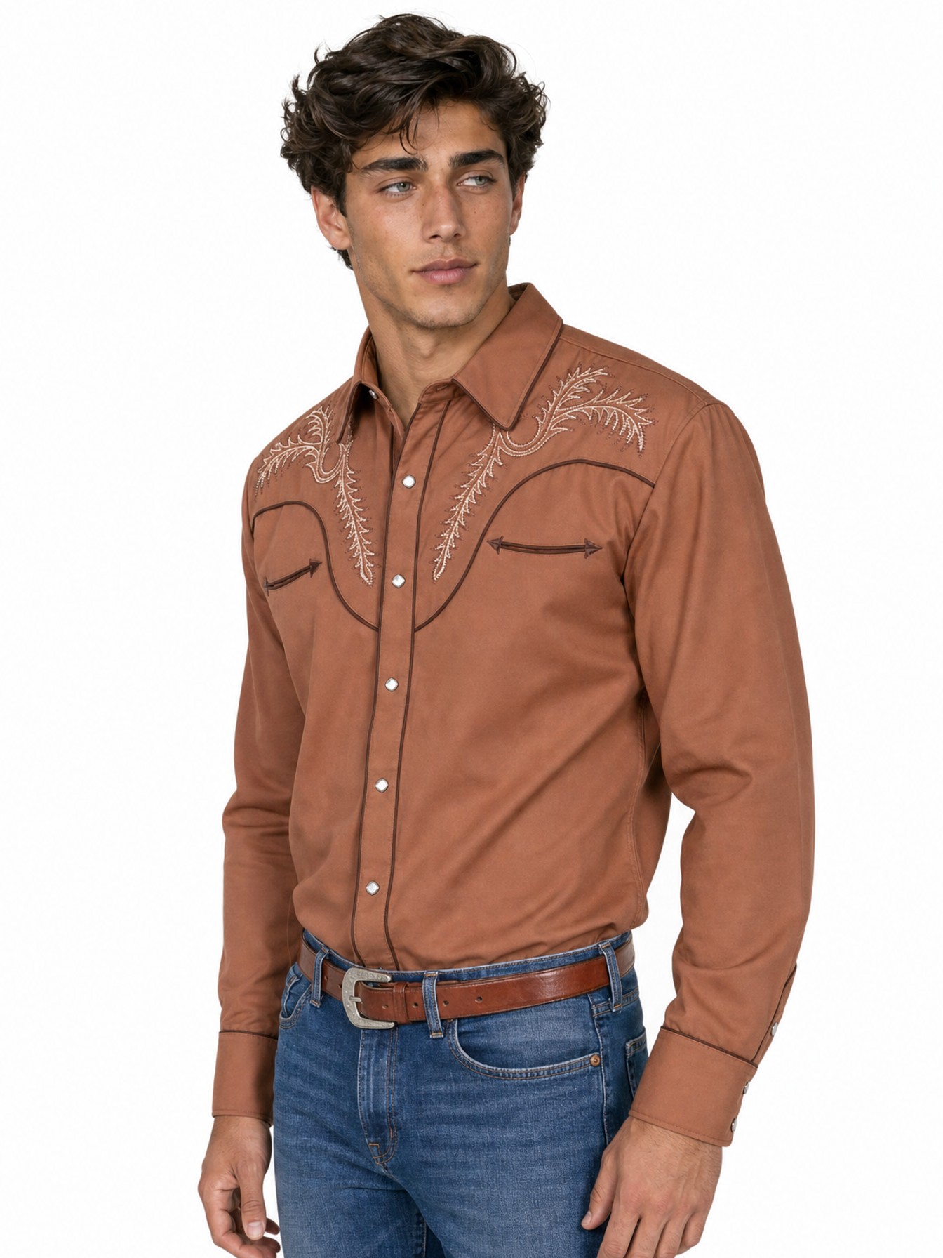 Classic Scully Bootstitch Western Shirt, Brown