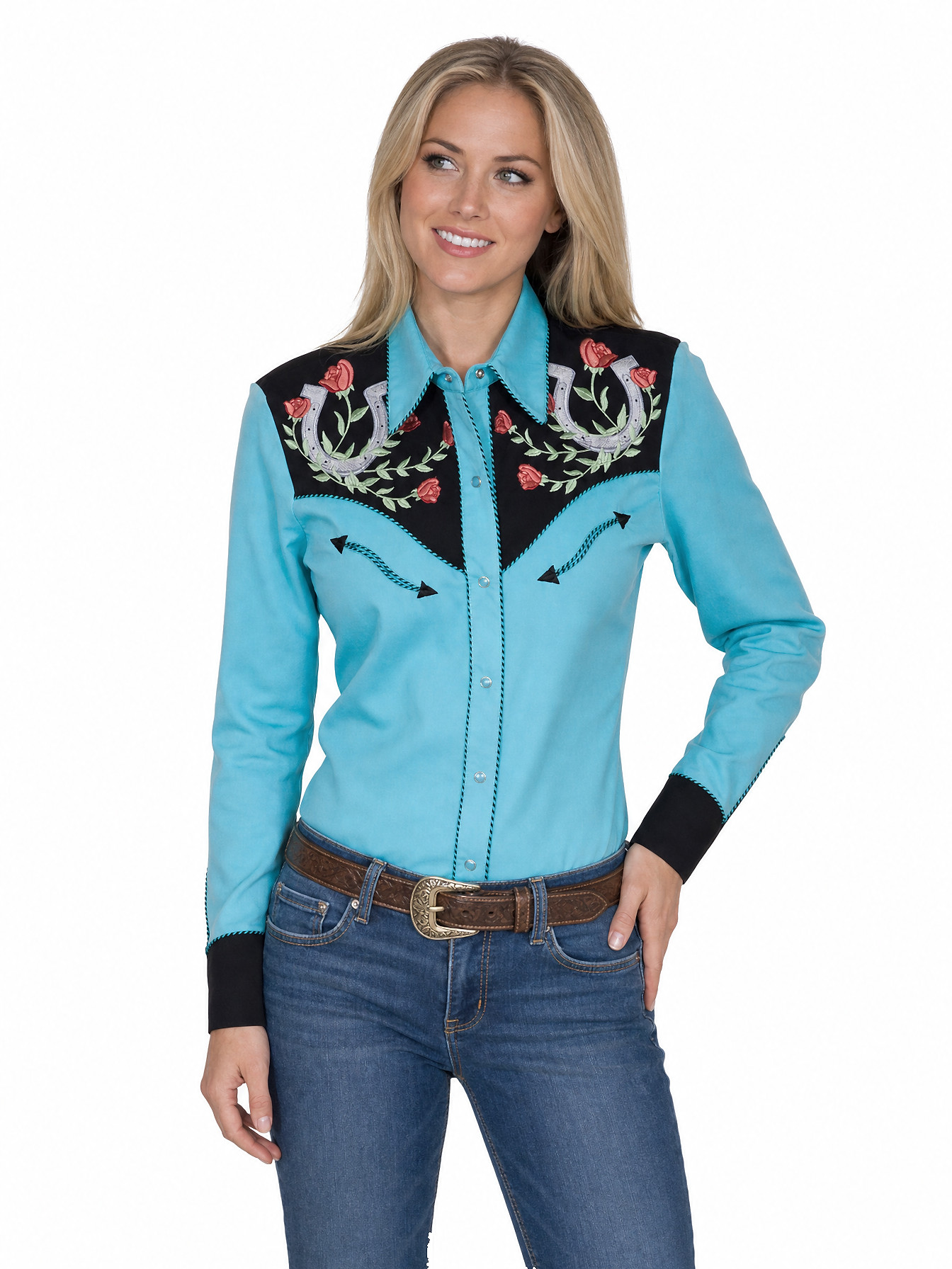 Turquoise Snap Front Blouse by Scully