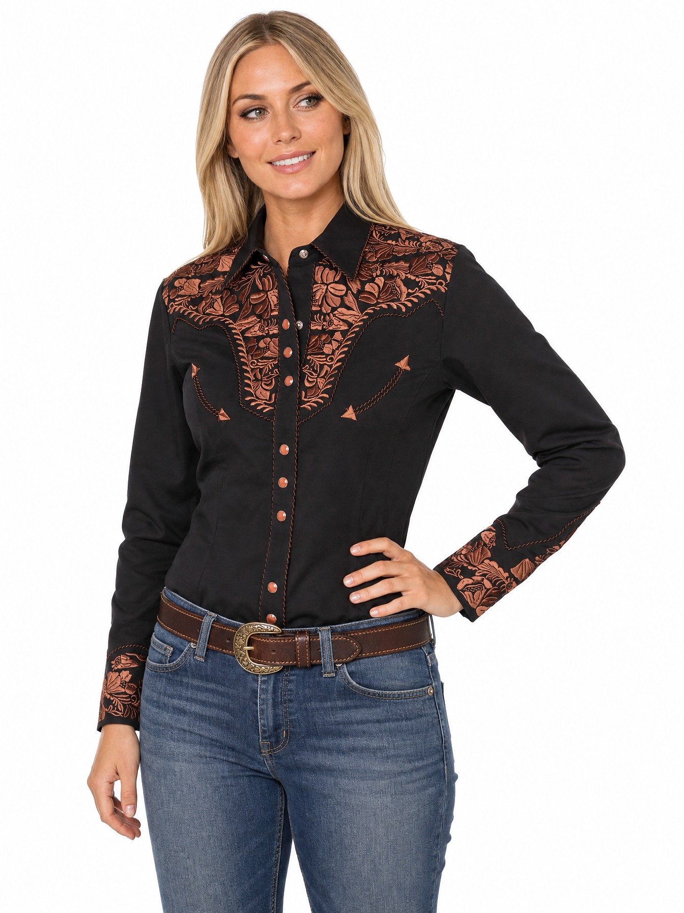 Black Snap Front Blouse by Scully