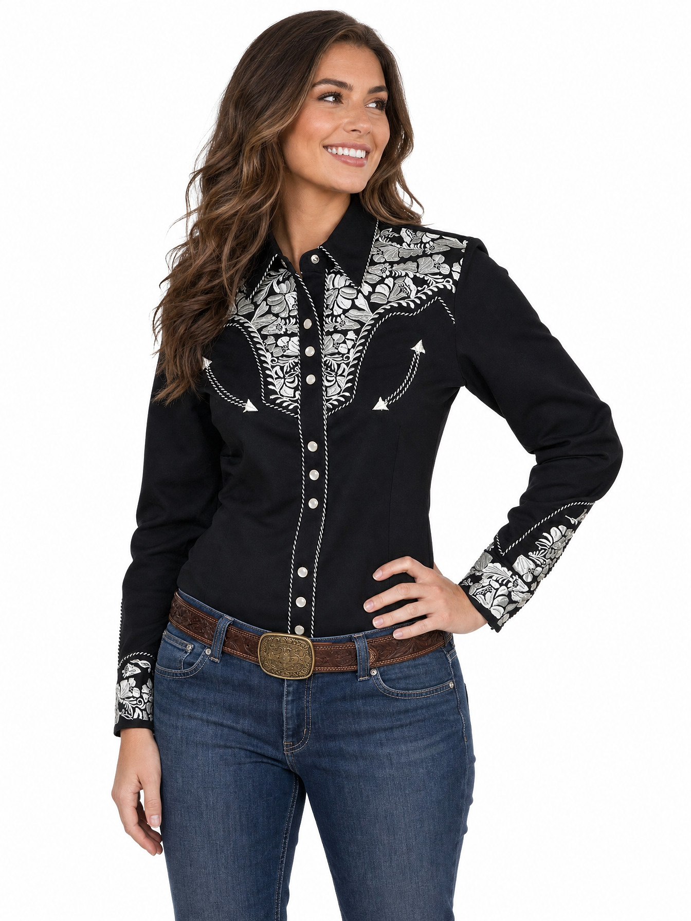 Silver Snap Front Blouse by Scully