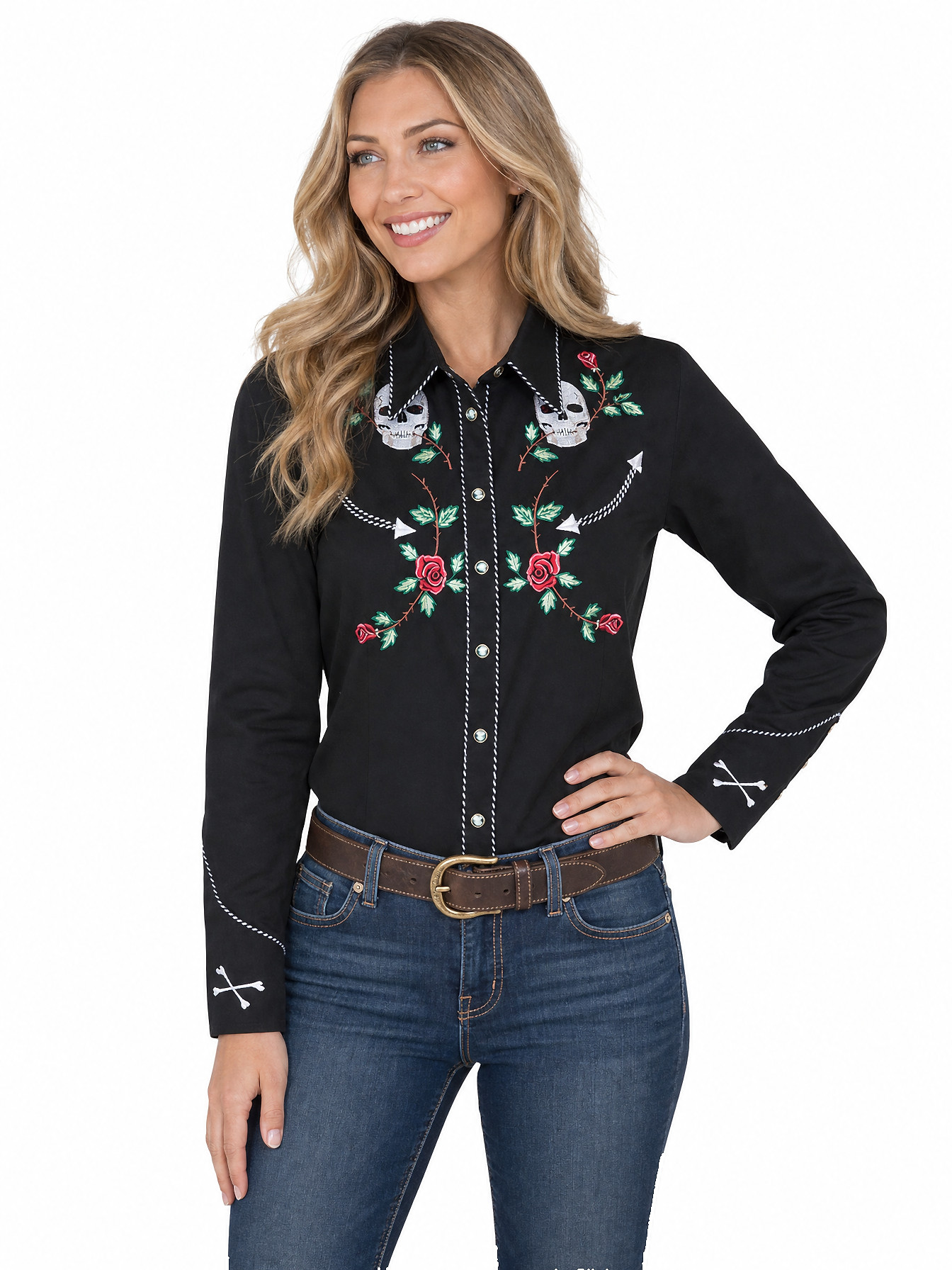 Black Snap Front Blouse by Scully