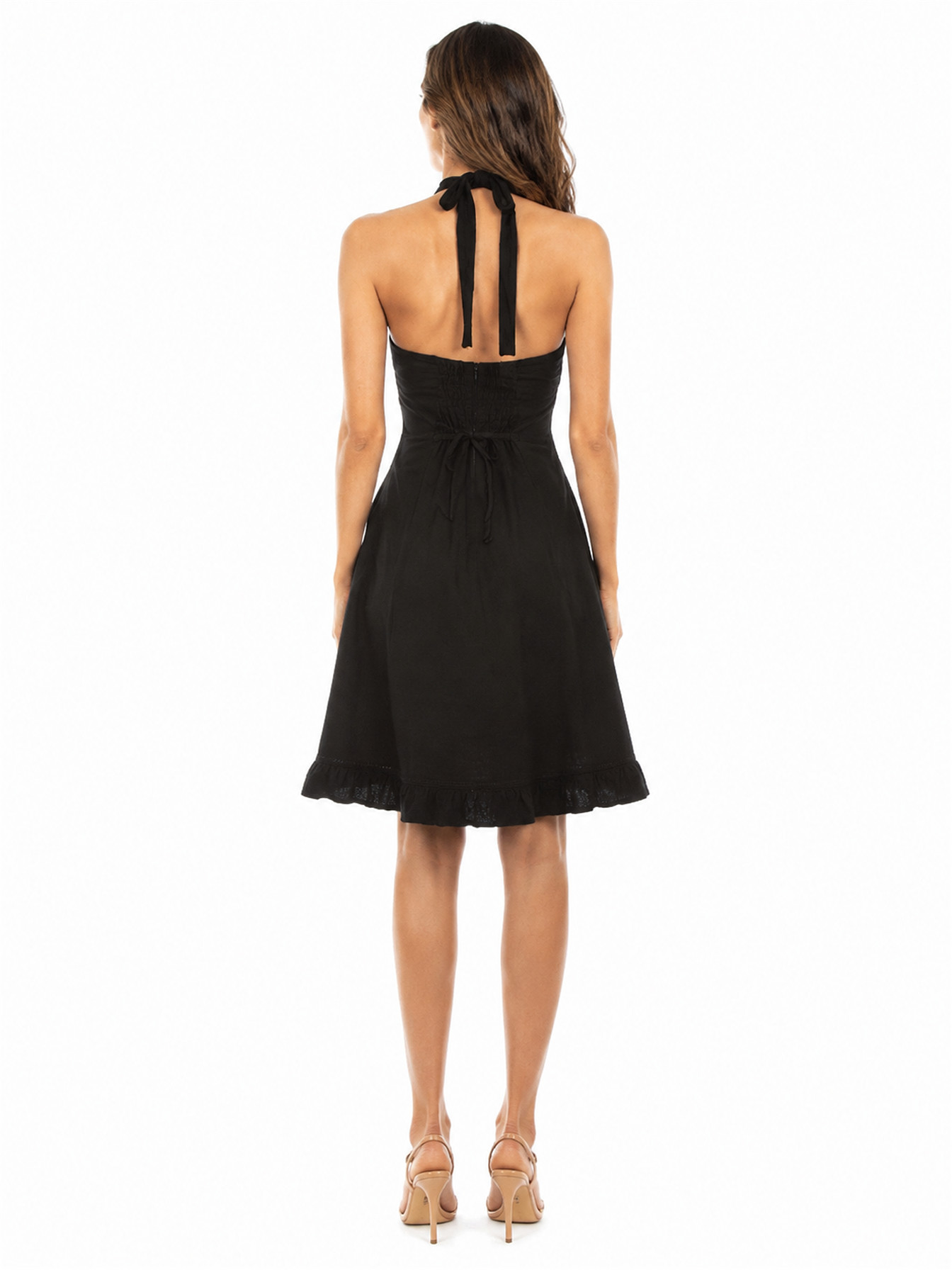 Black Halter Dress by Scully, back view