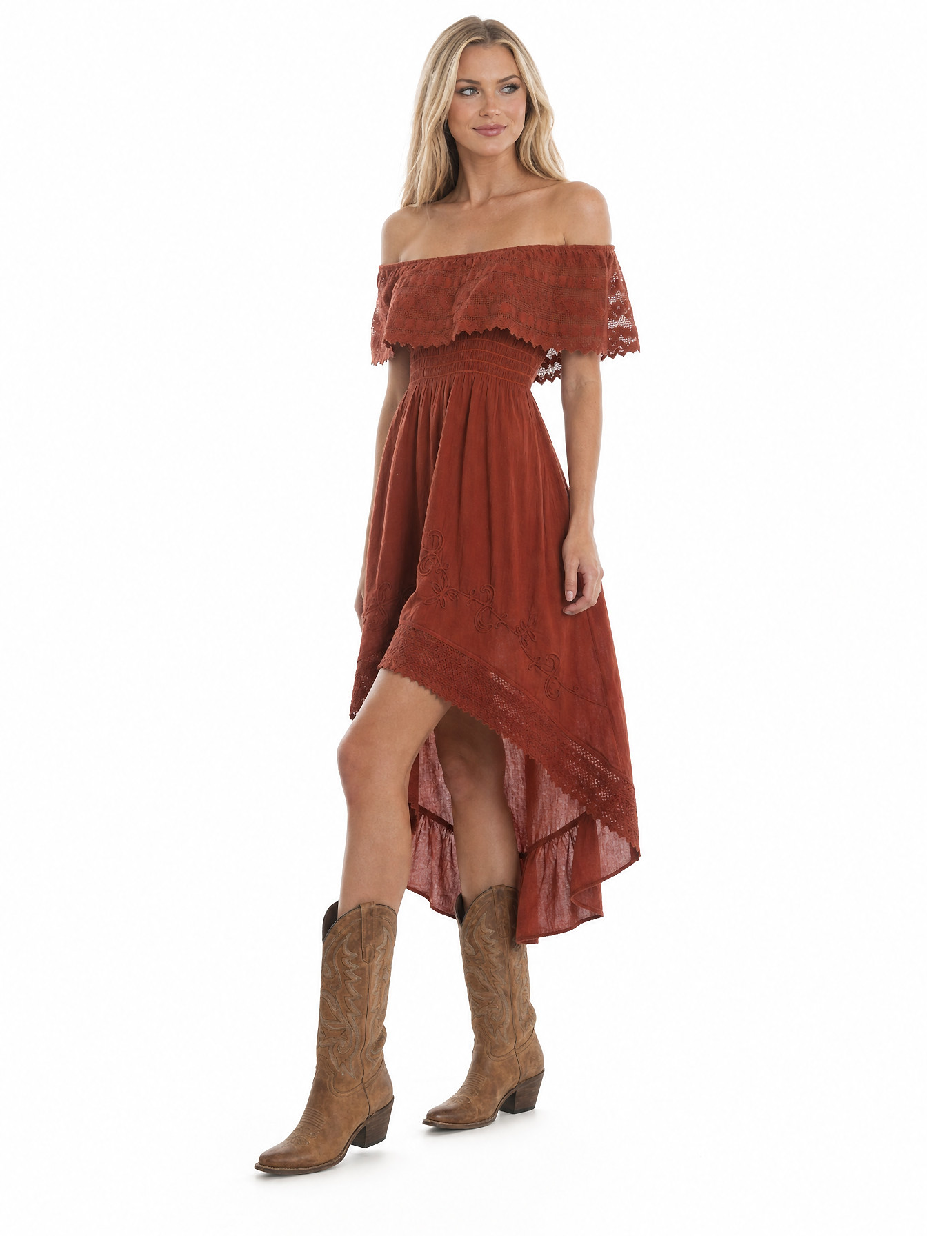 Ginger Off-The-Shoulder Hi/Lo Dress by Scully