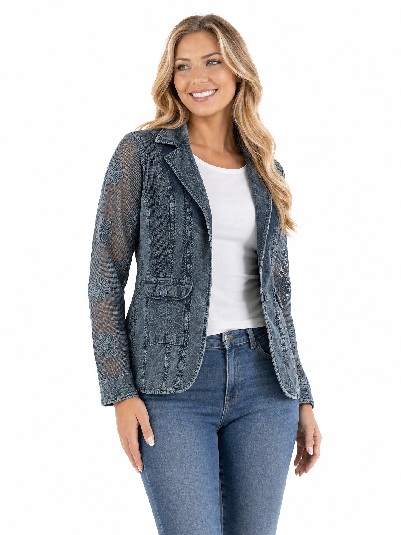 Dark Blue Cotton Blazer by Scully